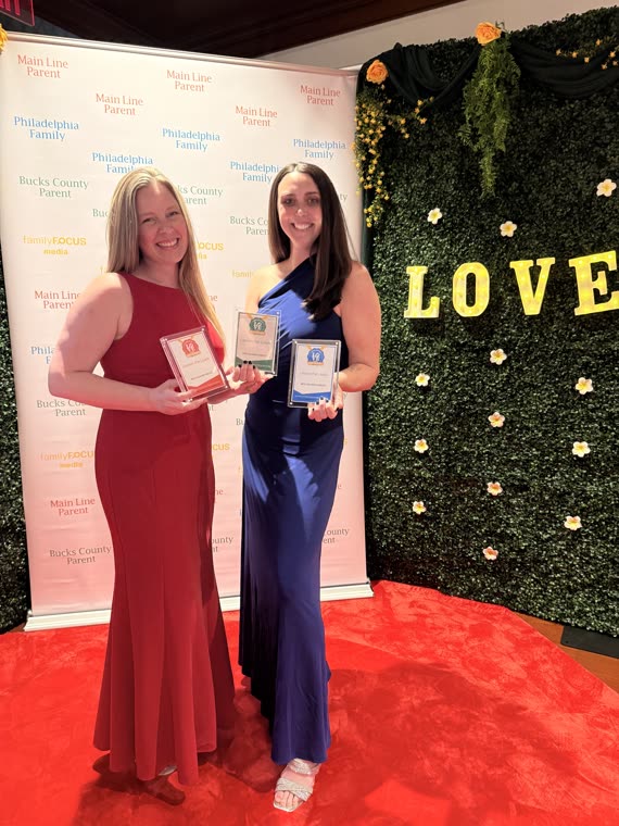 Lessen the Loads founders Ally and MC with their Main Line Parent, Philadelphia Family and Bucks County Parent LOVE Awards