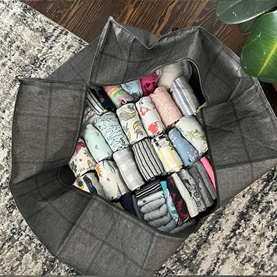 Folded clothes in a residential hamper