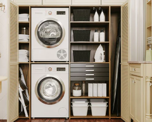 A residential laundry room that was organized by a team member